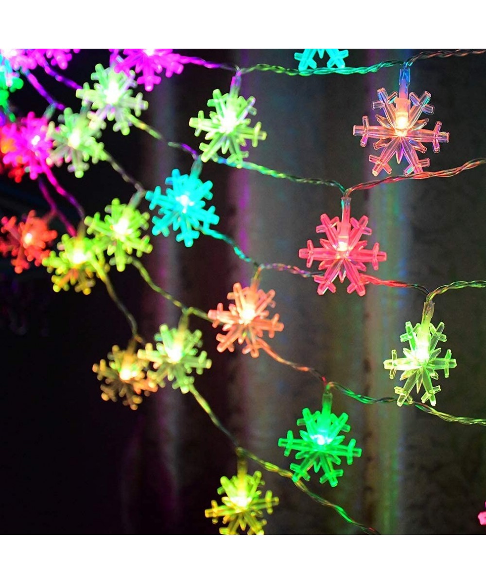 Christmas Lights Snowflake Decorations Multicolor Changing Snowflake Lights String- Battery Operated Christmas Decorations In...