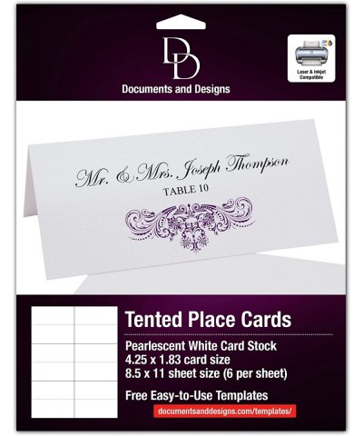 Vintage Frame Printable Place Cards- Eggplant- Set of 60 (10 Sheets)- Laser & Inkjet Printers - Perfect for Wedding- Parties-...