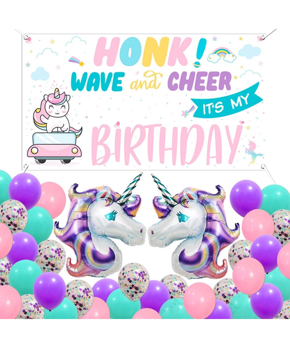 Unicorn- Honk Its My Birthday Banner Set - Honk-Wave And Cheer Banner - Large 43 Inch- 2 Unicorn Balloons - Unicorn Happy Bir...