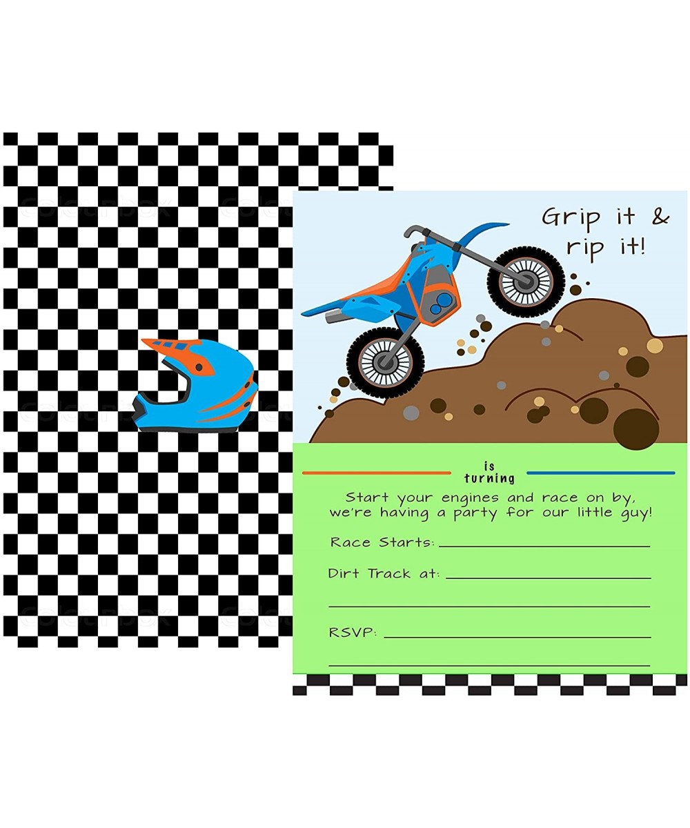 Dirt Bike Motorcycle Themed Party Pack Supply Decor (Little Invitation) - Little Invitation - CH18E8M9Q9K $9.44 Party Packs