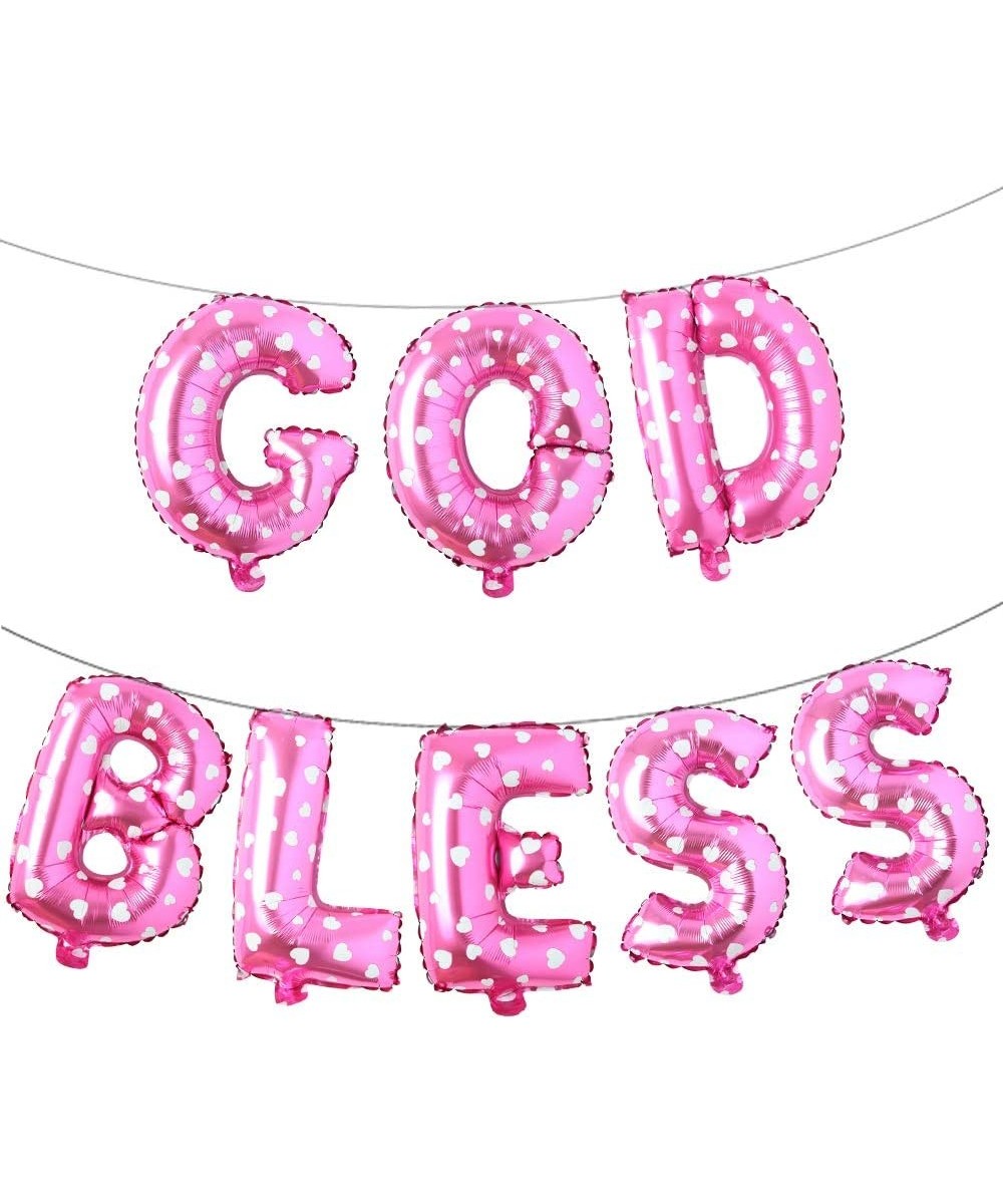 16 inch God Bless Foil Letter Balloons Banner Baptism Party Decorations First Communion Christening Party Supplies (GOD Bless...