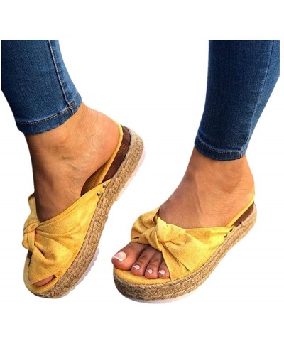 Sandals for Women Platform Shoes Fashion 2020 Summer Flower Shoes Casual Daily Slip On Thick Bottom Slippers - T-yellow - C91...